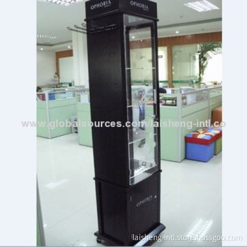 Wooden Sunglasses Display Stand with Detachable 4-sides Logo Signage on Top